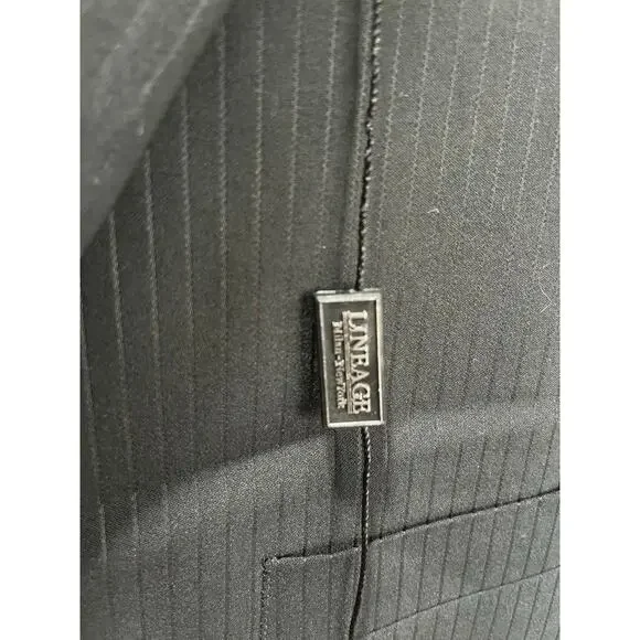 Mens Lineage Black Striped Suit Size 56L NEW